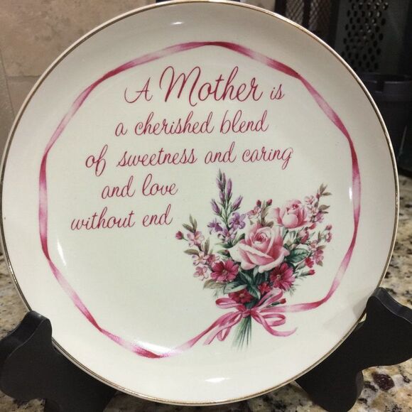 Cherished Mother Poem Decorative Plate with Stand - Perfect Gift - Picture 2 of 3